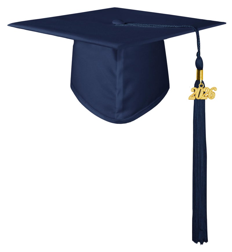 GraduationMall Unisex Adult Matte Graduation Cap with 2026 Tassel Navy Blue - Image 1